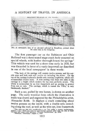 299. Appearance of the first actual elevated railway in New York City. - Sm. W. Amer. Modern