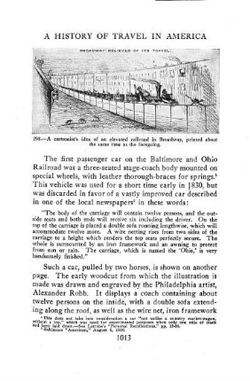 299. Appearance of the first actual elevated railway in New York City. - Sm. W. Amer. Modern
