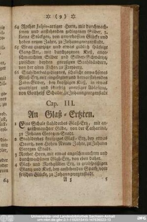 Cap. III. An Glaß-Ertzen.