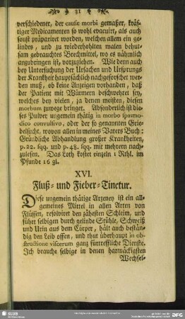 XVI. Fluß- und Fieber-Tinctur