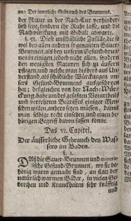Das VI. Capitel. Der äusserliche Gebrauch des Wassers im Baden.