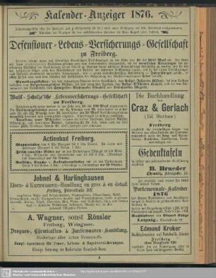 Kalender-Anzeiger 1876
