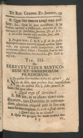 Tit. III. De Servitutibus Rusticorum Et Urbanorum Praediorum
