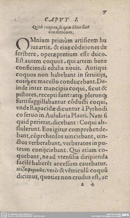 CAPUT I. Quid coquus, & quae illius sint conditiones.