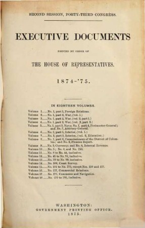 House documents. [276,9.] 1874/75 = Congress 43, Sess. 2
