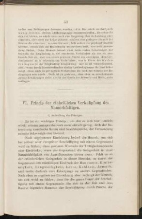 VI. Princip der einheitlichen Verknüpfung des Mannichfaltigen.