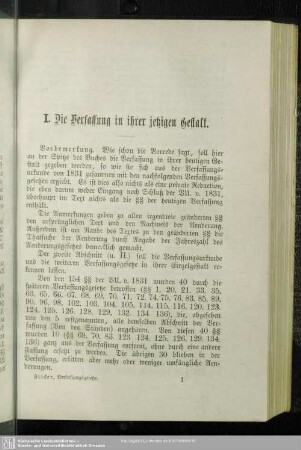 I. Die Verfassung in ihrer jetzigen Gestalt