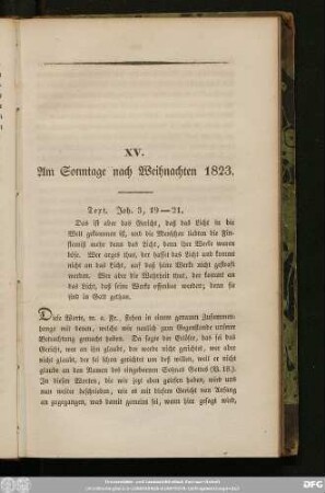 XV. Am Sonntage nach Weihnachten 1823.