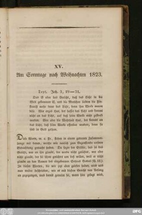 XV. Am Sonntage nach Weihnachten 1823.