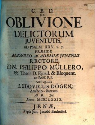 De oblivione delictorum iuventutis