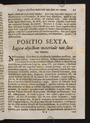 51-61, Positio Sexta. Logicae objectum materiale non sunt res omnes