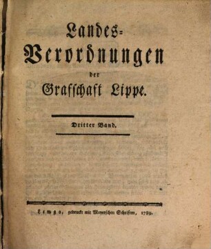 Landesverordnungen der Grafschaft Lippe. 3. 1789