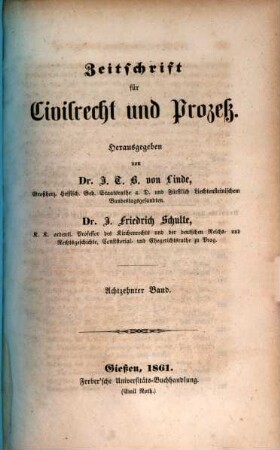 Zeitschrift für Civilrecht und Prozeß. 18, 18. 1861