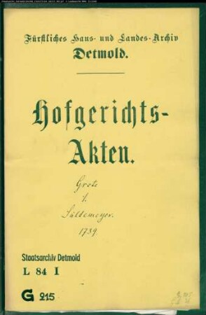 Grote, Br. zu Lage gegen Sültemeyer - Schuldforderung
