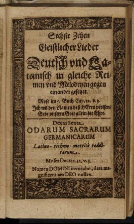 Sechste Zehen Geistlicher Lieder.