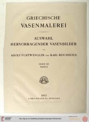 Serie III, Tafel 121-180: Griechische Vasenmalerei: Auswahl hervorragender Vasenbilder