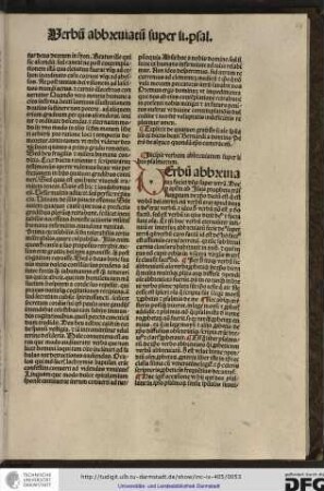 Incipit verbum abbreviatum super libro psalmorum.