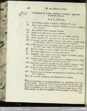 Fructuarius an habeat dominium fructuum, quos res fructuaria producit. Cap. XXVIII