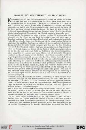 Ernst Beling: Kunstfreiheit und Rechtsbann