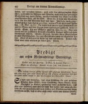 Predigt am ersten Weihnachtstage Vormittage. - Predigt am zweiten Weihnachts- oder Stephanstage.