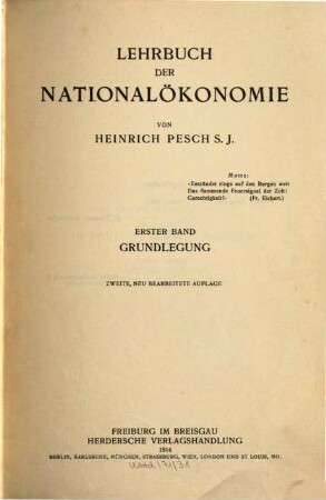 Lehrbuch der Nationalökonomie, 1. Grundlegung