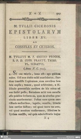 Epistolarum Liber XV. Ad Consules Et Ceteros