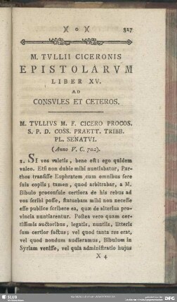 Epistolarum Liber XV. Ad Consules Et Ceteros