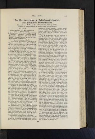 Die Rechtsprechung in Schiedsgerichtssachen des Deutschen Bühnenvereins