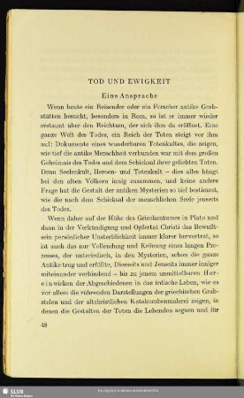Tod Und Ewigkeit : Eine Ansprache