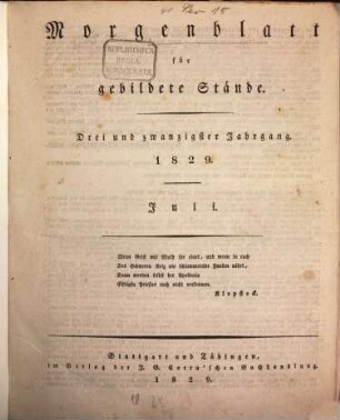 Morgenblatt für gebildete Stände. 23,2. 1829