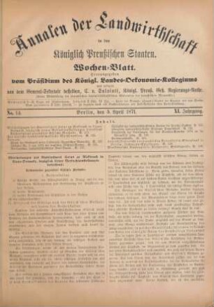 No. 14. Berlin, den 5. April 1871. XI. Jahrgang.