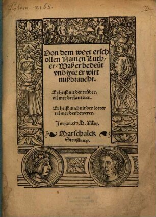 Von dem weyt erschollen Namen Luther : Waß er bedeüt vnd wie er wirt mißbraucht