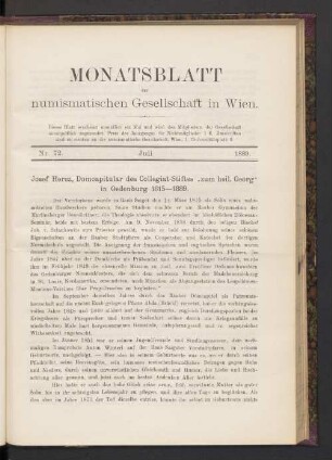 Nr. 72. Juli 1889
