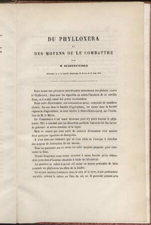 Du Phylloxera Et Des Moyens De LE Combattre