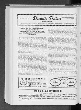 Bericht von der Frühlingsausfahrt (Familienausfahrt) des EBV von 1875 am 16. Mai 1976 zum Cafe-Restaurant "Bismarckturm" Lütjenburg