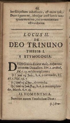 Locus II. De Deo Trinuno.