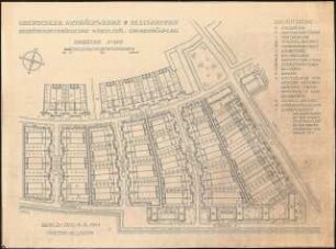 Gartenanlage Bereitschaftssiedlung Oberschlesische Hydrierwerke, Blechhammer: Bepflanzungsplan westl. Teil der Siedlung 1:500