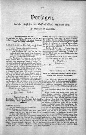 Vorlagen welche nicht für die Oeffentlichkeit bestimmt sind., 19. Juni 1901