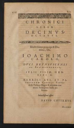 Chronici Liber Decimusoctavus.