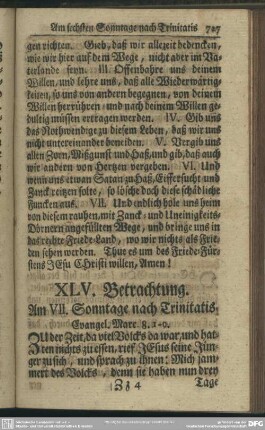 XLV. Betrachtung. Am VII. Sonntage nach Trinitatis. Evangel. Marc. 8. 1-9