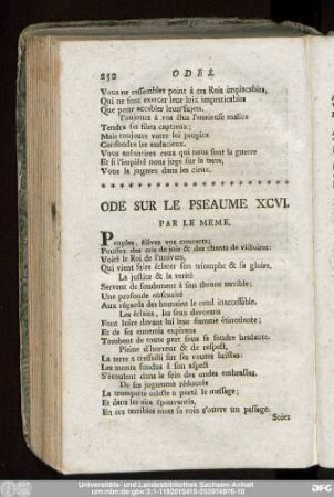 Ode Sur Le Pseaume XCVI. Par Le Meme.