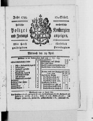 17tes Stück., Ausgabe vom 29. April 1795