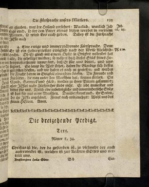 193-207, Die dreizehende Predigt. Von der herrlichen Kraft und Wirkung der Fürsprache unsers Mittlers.
