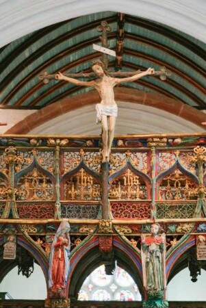 Frankreich. Bretagne. Morbihan. Chapelle Saint Fiacre. 15 Jahrhundert. Spätgotischer Lettner