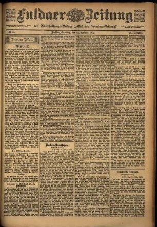 Zweite Ausgabe vom Samstag, den 22. Februar 1902.