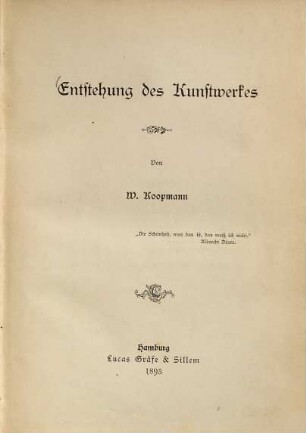 Entstehung des Kunstwerkes