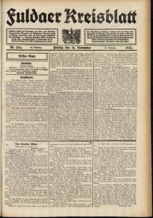 Erste Ausgabe vom Freitag, den 14. November 1913.
