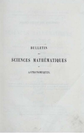 14: Bulletin des sciences mathématiques et astronomiques