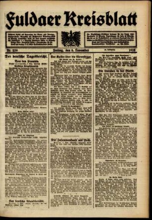 Erste Ausgabe vom Freitag, den 08. November 1918.