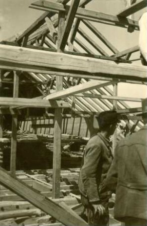 Dachstuhlherstellung Waldschule, 1948